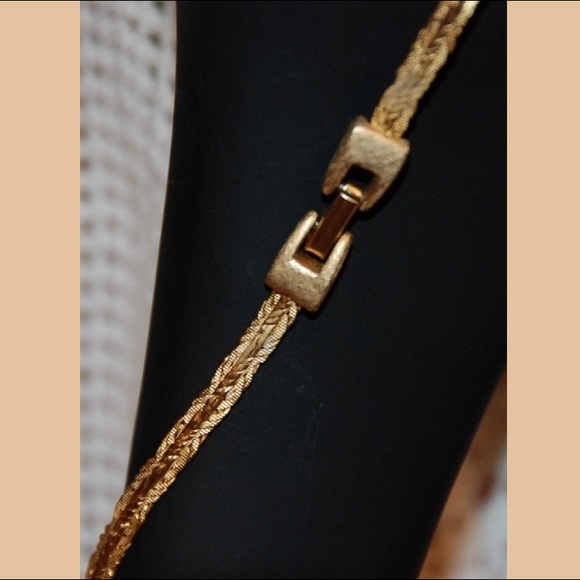 Vintage 1980s Matte Gold tone Multi-Textured Chain Necklace - Picture 2 of 4